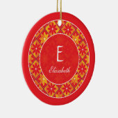 Ornament Red Monogram Decorative Floral Tiles (Rechts)