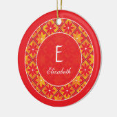 Ornament Red Monogram Decorative Floral Tiles (Links)