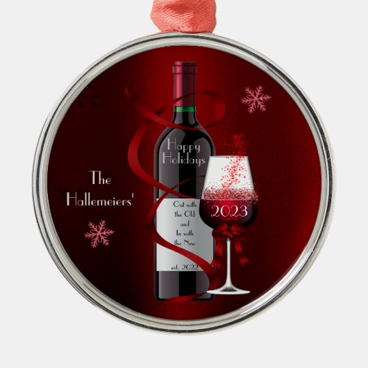Ornament Red Wine en Snowflakes (Voorkant)