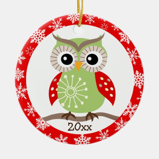 Ornament Red Wing Owl Kerstgroet (Voorkant)