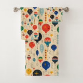 Ornament Retro patroon Vakantiedecor Beige Bad Handdoek (Insitu)