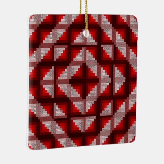Ornament Rode Log Cabin Quilt (Rechts)