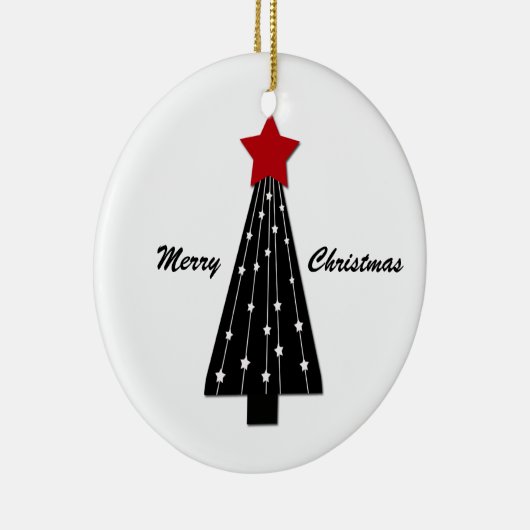 Ornament Rode Ster Zwarte Boom (Rechts)