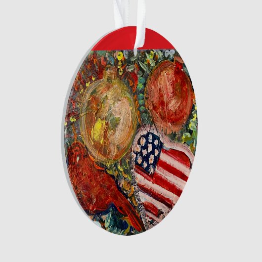 Ornament Rode Vogel, Amerikaanse Vlag Hart- ARTall (voorkant)