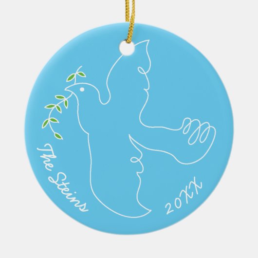 Ornament rond de Chanukkah "Chanukah Dove" (Voorkant)