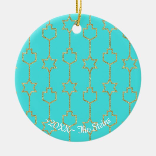 Ornament rond de Hanukkah "Hanging Gold Charms" (Voorkant)