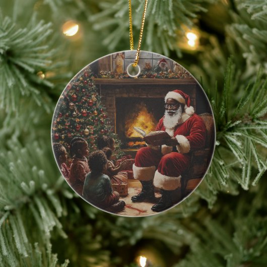 Ornament Santa lezen voor kinderen (Boom)