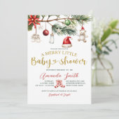 Ornament Santa Merry Little Baby Shower Kaart (Staand voorkant)