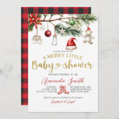 Ornament Santa Merry Little Baby Shower Kaart (Voorkant / Achterkant)