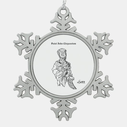Ornament: Sint-Jan  Tin Sneeuwvlok Ornament (Voorkant)