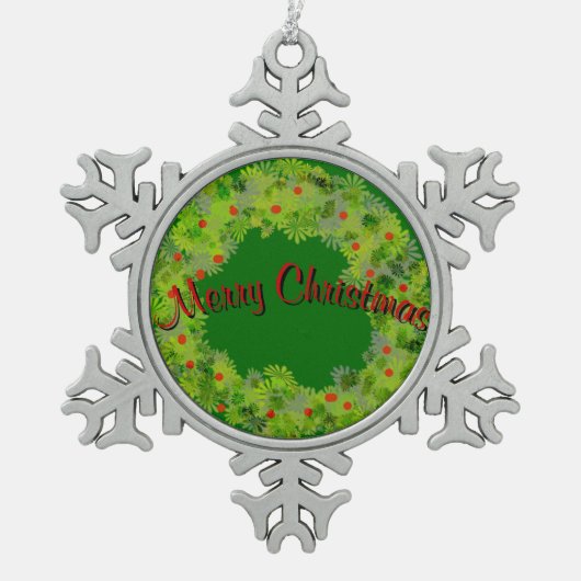 Ornament - Sneeuwvlok - Krans met Groet (Voorkant)