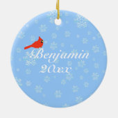 Ornament Snowman en Kardinaal Kerstmis (Achterkant)
