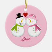 Ornament Snowman Snowlady Eerste Kerstmis (Voorkant)