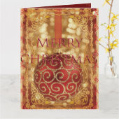 ORNAMENT SPARKLING GOLD ROOD LIJST Vakantie Kaart (Gele Bloem)