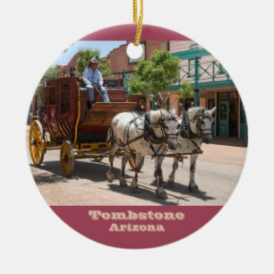 Ornament: Stagecoach Ride #3 (Circle Red) Keramisch Ornament