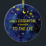 Ornament STARS the little prince QUOTE<br><div class="desc">"Hier is mijn geheim,  een heel simpel geheim: het is alleen met het hart dat je goed kunt zien. Wat essentieel is,  is onzichtbaar voor het oog." — Antoine de Saint-Exupéry,  de kleine prins.</div>