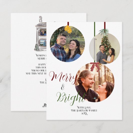 Ornament Stijl Vakantie Kerstmis Kaart Zes Afbeeld (Voorkant / Achterkant)