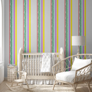 ornament strips kleurrijk behang