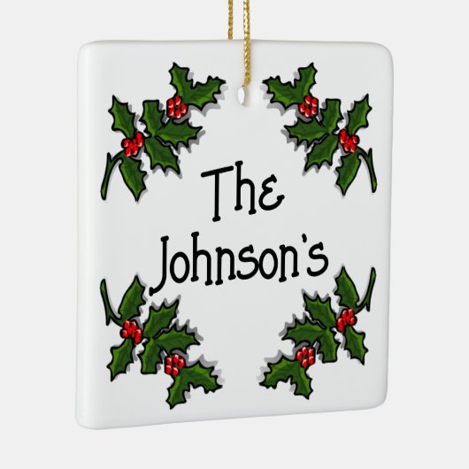 Ornament - Tekst omlijst in Holly Branches (Rechts)