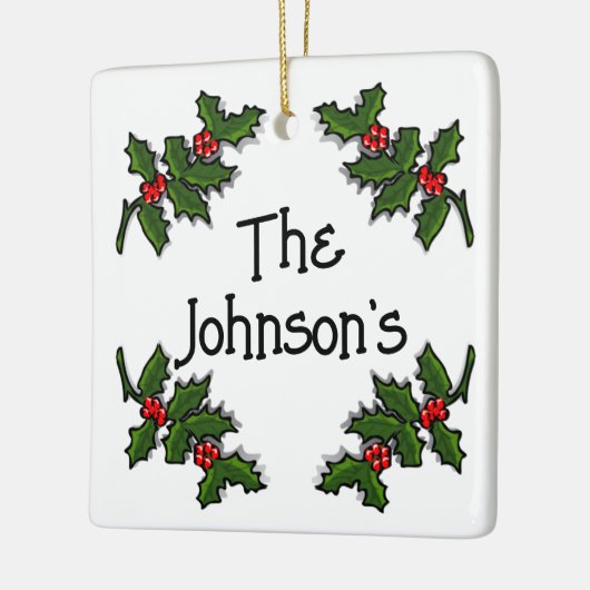 Ornament - Tekst omlijst in Holly Branches (Links)