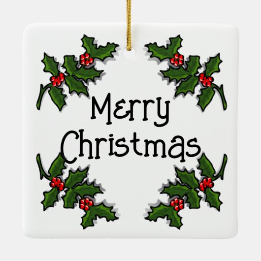 Ornament - Tekst omlijst in Holly Branches (Achterkant)