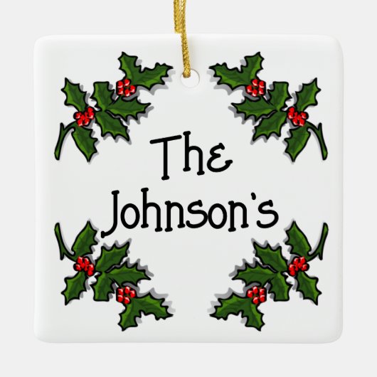 Ornament - Tekst omlijst in Holly Branches (Voorkant)