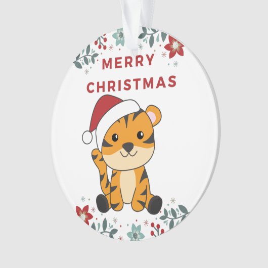 Ornament tijger kerstwinter winterdieren tijger (voorkant)