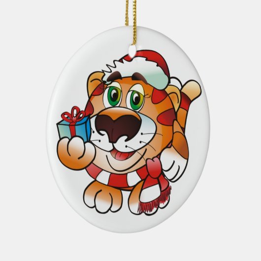 Ornament: Tijgerkerstversiering Keramisch Ornament (Rechts)