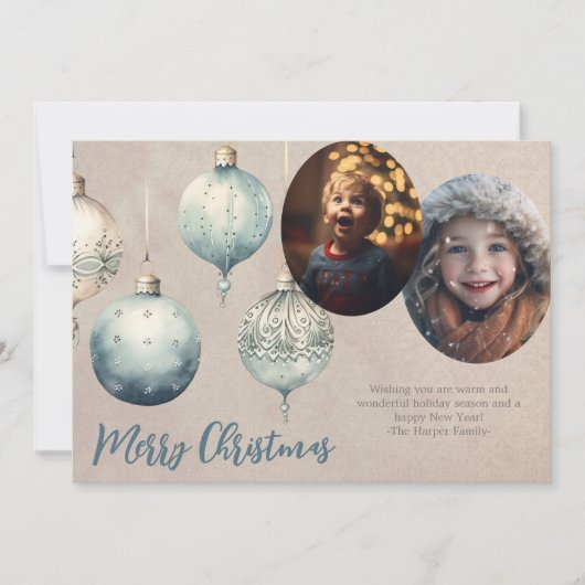Ornament twee foto Feestdagenkaart (Voorkant)