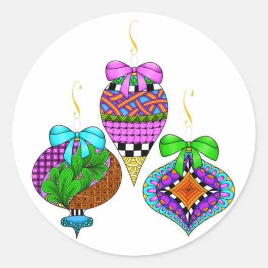 Ornament Twist Ronde Sticker (Voorkant)