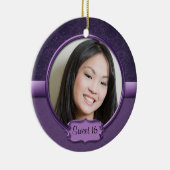 Ornament Two-Tone Paarse Brocade Floral Sweet 16 (Rechts)