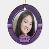 Ornament Two-Tone Paarse Brocade Floral Sweet 16 (Links)