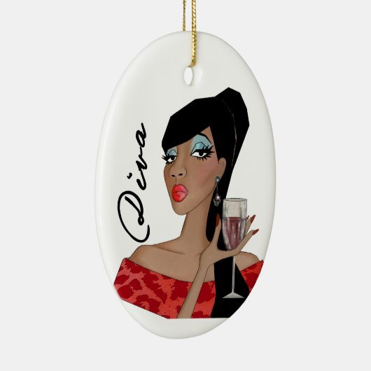 Ornament van Afrikaanse Amerikaanse Fabulous Diva- (Rechts)