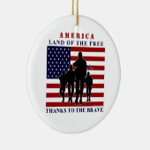 ORNAMENT van Amerikaanse vlag en soldaten Silhouet (Rechts)