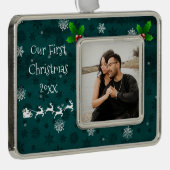 Ornament van de blauwgroen kerstman, Slaap- en ren (Rechts)