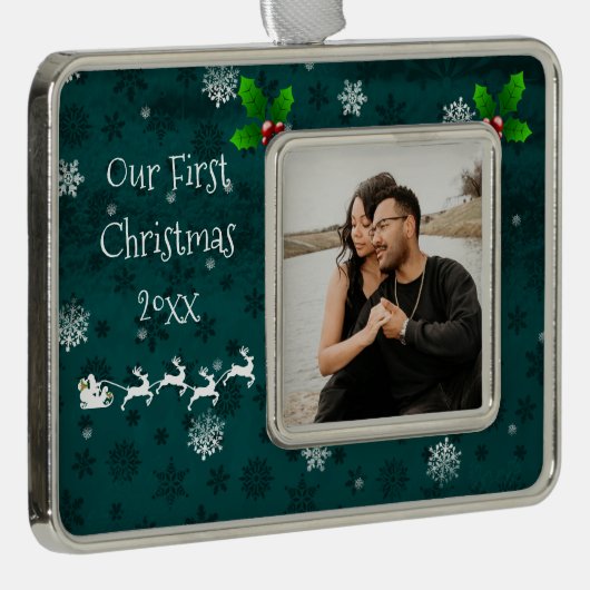 Ornament van de blauwgroen kerstman, Slaap- en ren (Rechts)