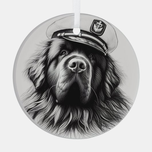 Ornament van de Captain Newfoundland Dog Circle (Achterkant)