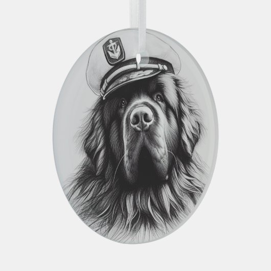 Ornament van de Captain Newfoundland Dog Circle (Voorkant Rechts)