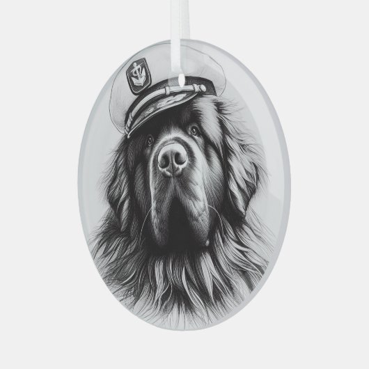 Ornament van de Captain Newfoundland Dog Circle (Voorkant links)