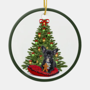 Ornament van de Franse Bulldog en de kerstboom