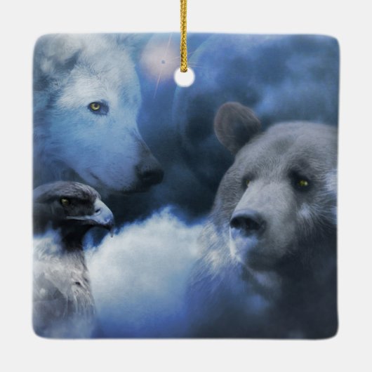 Ornament van de kerstfeestdag van de Wolf, de Eagl (Achterkant)