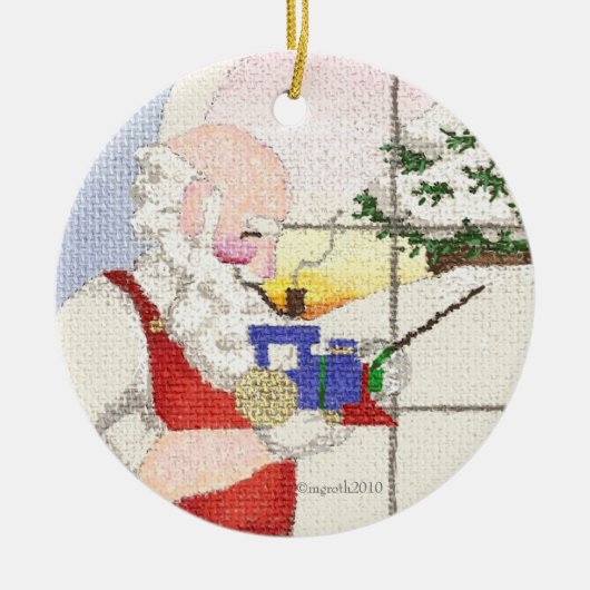 Ornament van de Kerstman en de trein (Voorkant)