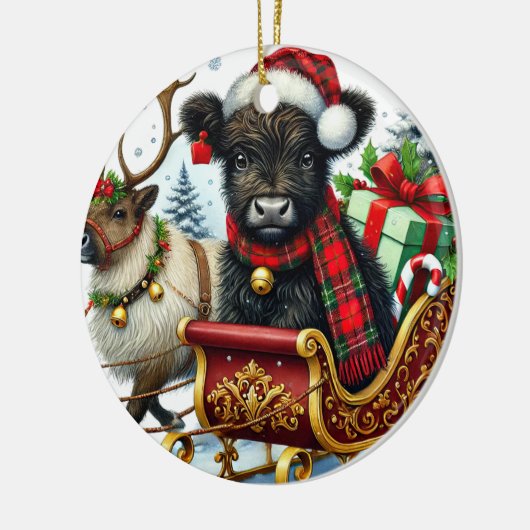 Ornament van de Koe van Christmas Highland (Links)