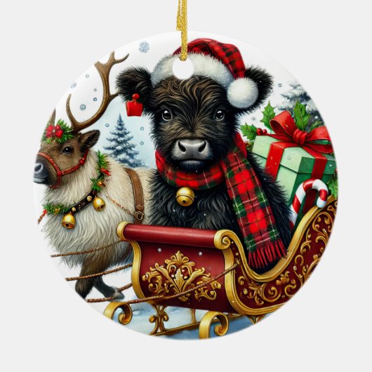 Ornament van de Koe van Christmas Highland (Achterkant)
