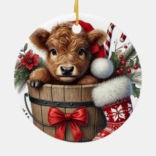 Ornament van de Koe van Christmas Highland (Achterkant)