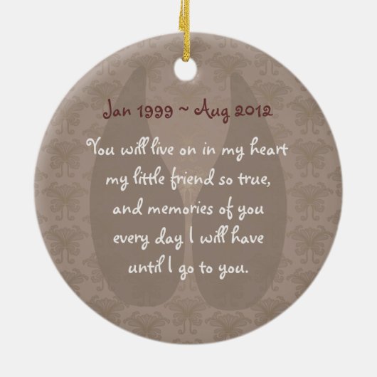 Ornament van de Lace Pet Goat Memorial (Achterkant)