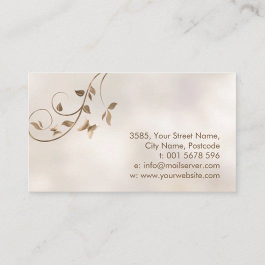 Ornament van de levensplok - pastelgoud visitekaartje (Achterkant)