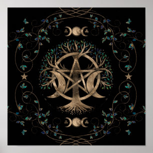 Ornament van de Life Pentagram Moon Poster
