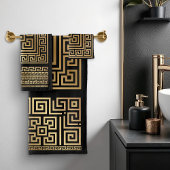 Ornament van de Meander-toets - zwart en goud Bad Handdoek