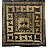 Ornament van de Meander-toets - zwart en goud Douchegordijn (Voorkant)